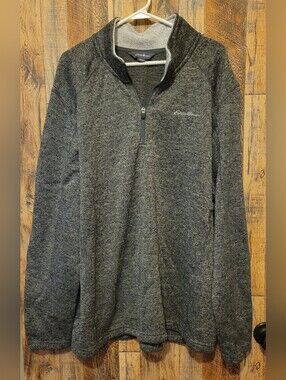 Eddie Bauer Men's Dark Gray Half-Zip Fleece Pullover